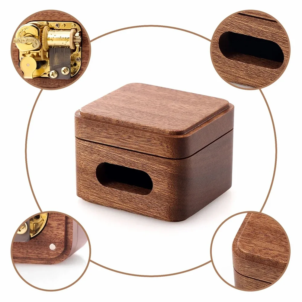 Wooden Music Box 18 Tones Sapele Musical Box Game Theme Song Tori No Uta City in The Sky Birthday Present Children's Day Gifts 2