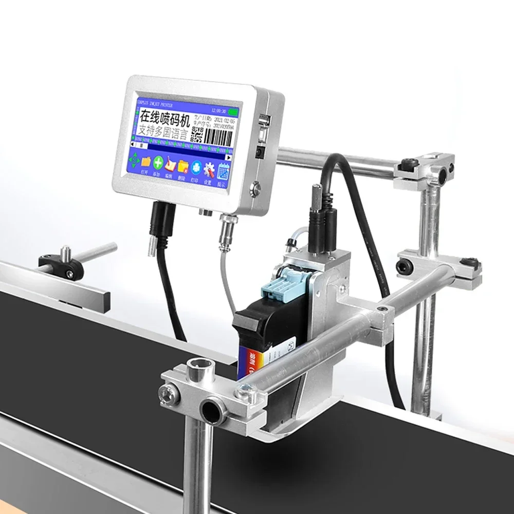 7-inch TIJ Online Inkjet Printer Variable Expiry Date Batch Code QR Barcode Mask Glass Plastic Bag Cans Coding Machine