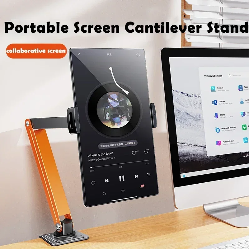 Eary Metal Clip Tablet Phone Holder Mount For Desk With 360 Rotatable Multi-Angle Adjustable Compatible For 4-13.5 Inch Devices