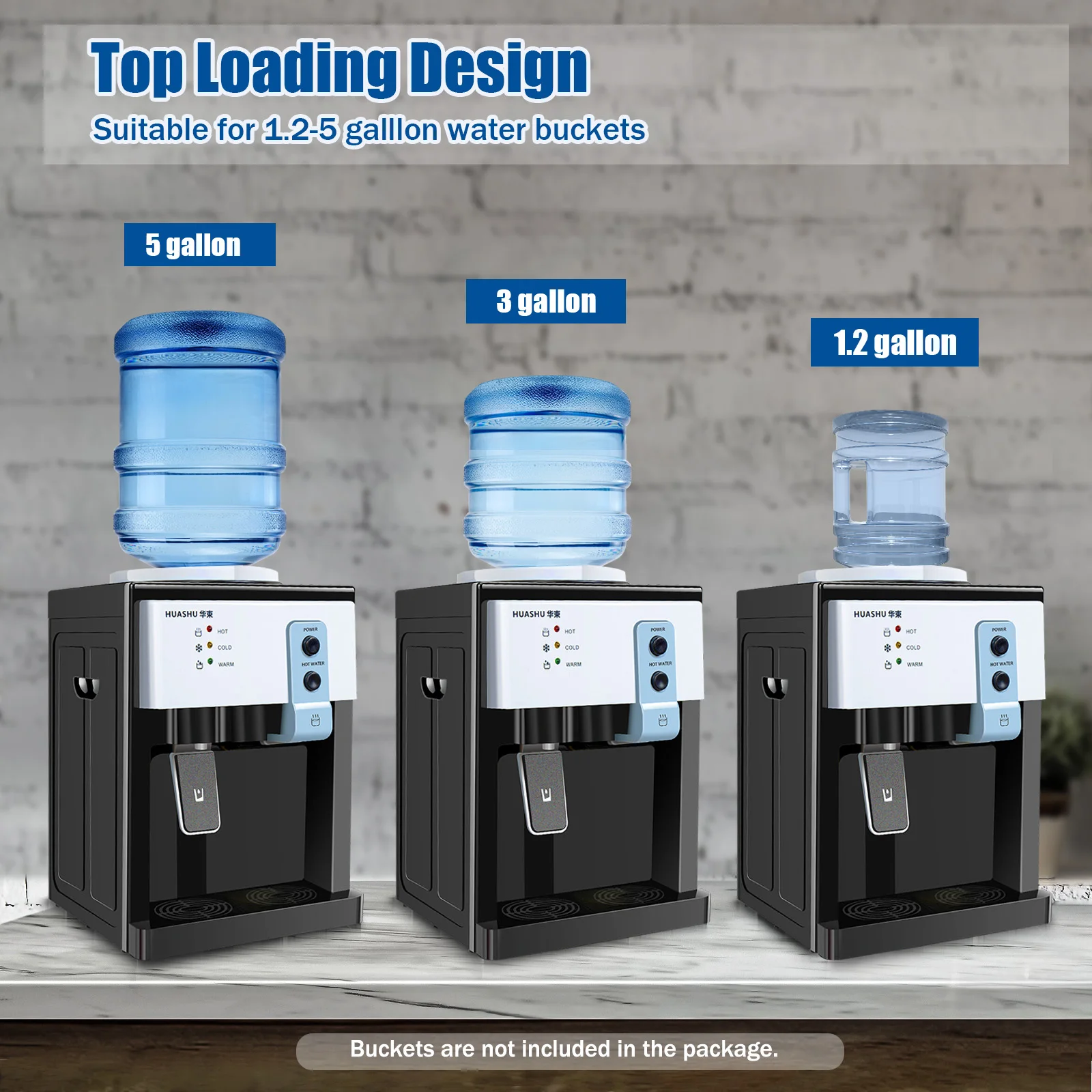 110V Hot/Cold Water Dispenser 1.1-4.9 Gal Large Capacity Desktop Electric Water Dispenser Machine 3