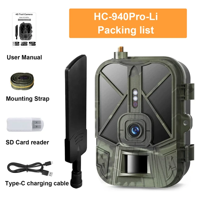 HC-940Rro Hunting Camera Night Vision 4K 30FPS 36MP APP Control IR Trail Camera 4G IP65 Waterproof 2.4'' LCD 58pcs IR Leds 940nm 1