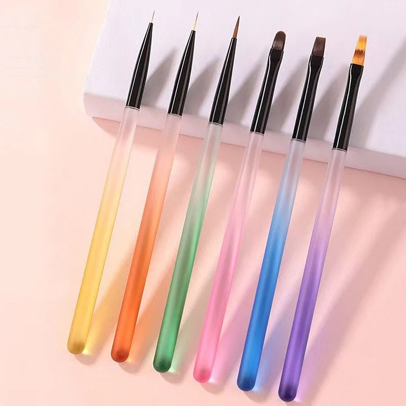 6PCS UV Gel Nail Brush Liner DIY Painting Pen Manicure Acrylic Drawing Brush For Nail Art Design Nails Tip Display Painting Tool