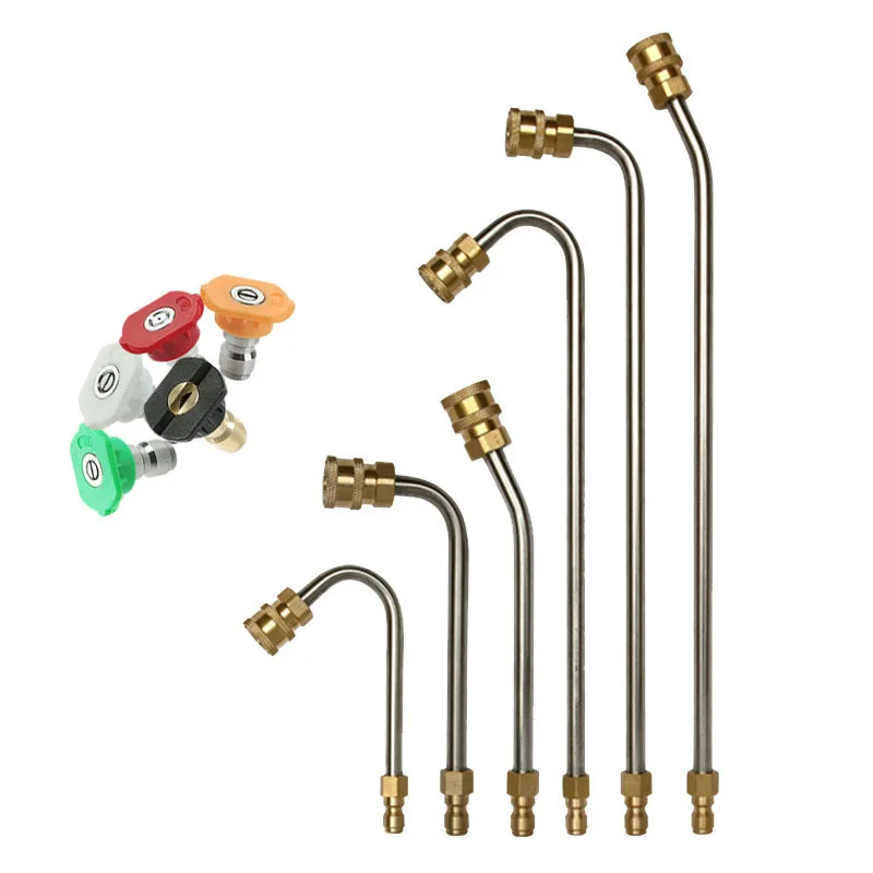High-pressure Extension Rod Car Washer Water Gun 1/4 inch Quick Connect 30/90 degree U type Curved Head Wand Lance