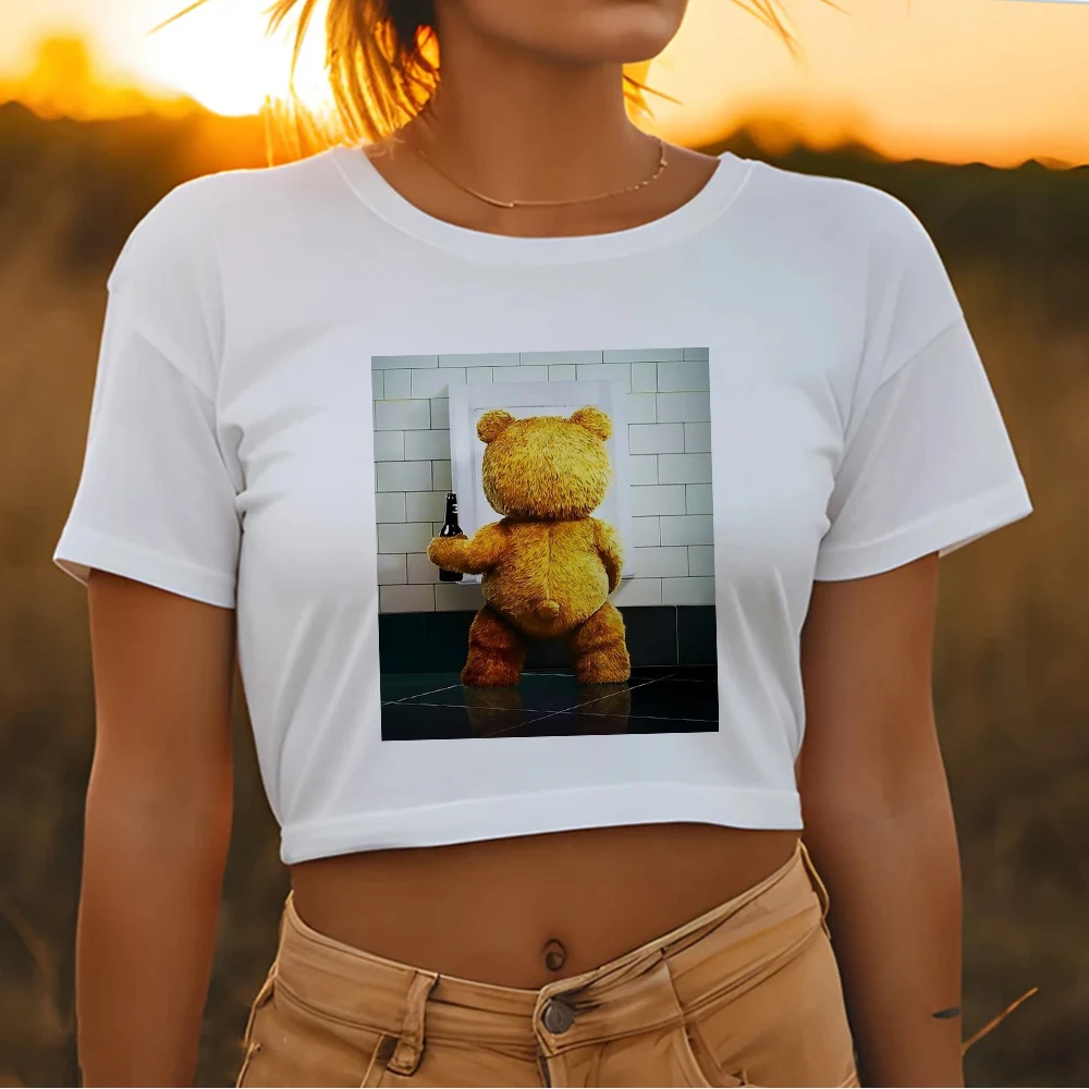

Женский винтажный укороченный топ Ted Drink, Готическая сказочная уличная одежда в стиле гранж, корейская модная футболка