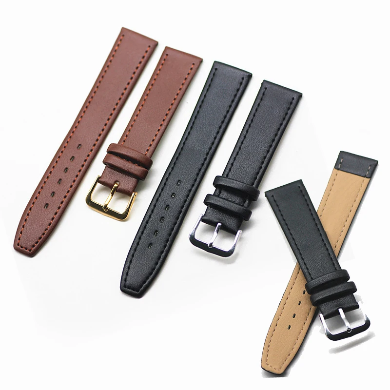 Leather Watch Strap 10Mm/12Mm/14Mm/16Mm/18Mm/20Mm/22Mm Men Women Black Brown Wrist Band Bracelet Adjustable Watchband Accessory