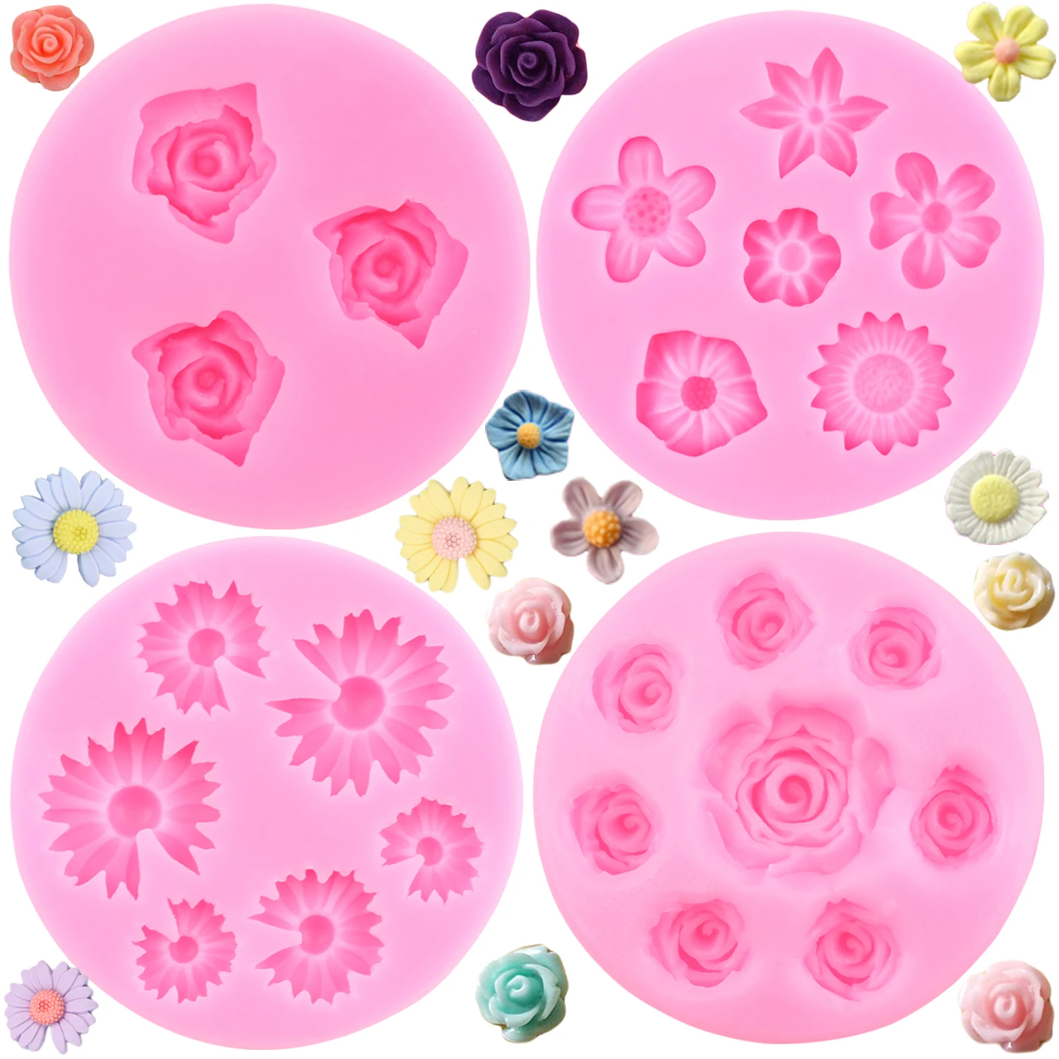 Rose Flower Fondant Mold Cookie Silicone Molds Cake Decorating Tools