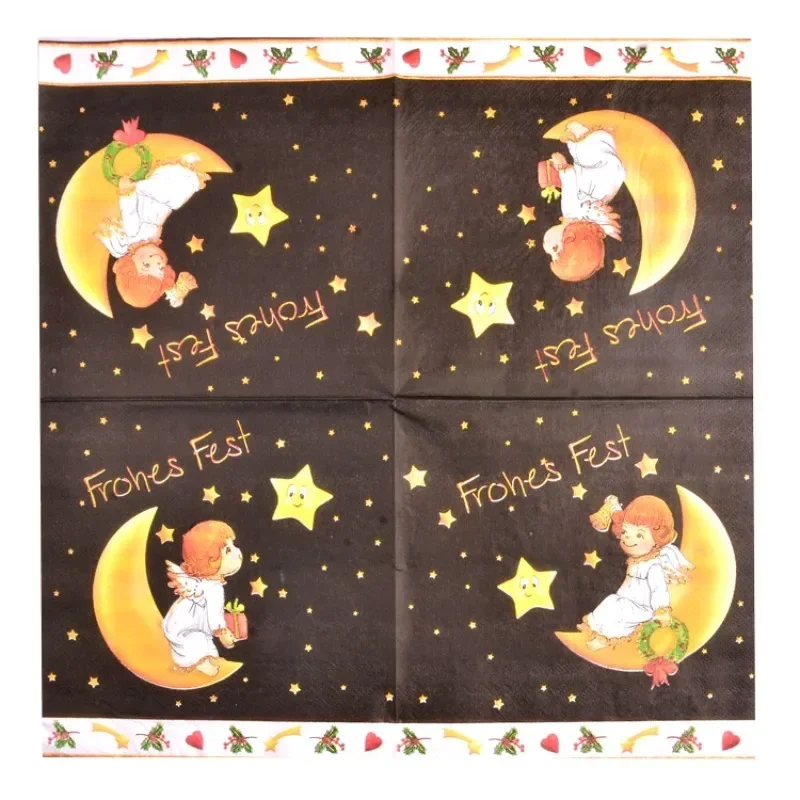 Angel Napkin Star Placemat Paper Christmas Party Cup Flower Paper Black 20 Sheets Mouth Cloth Wood Pulp Frohes Fest