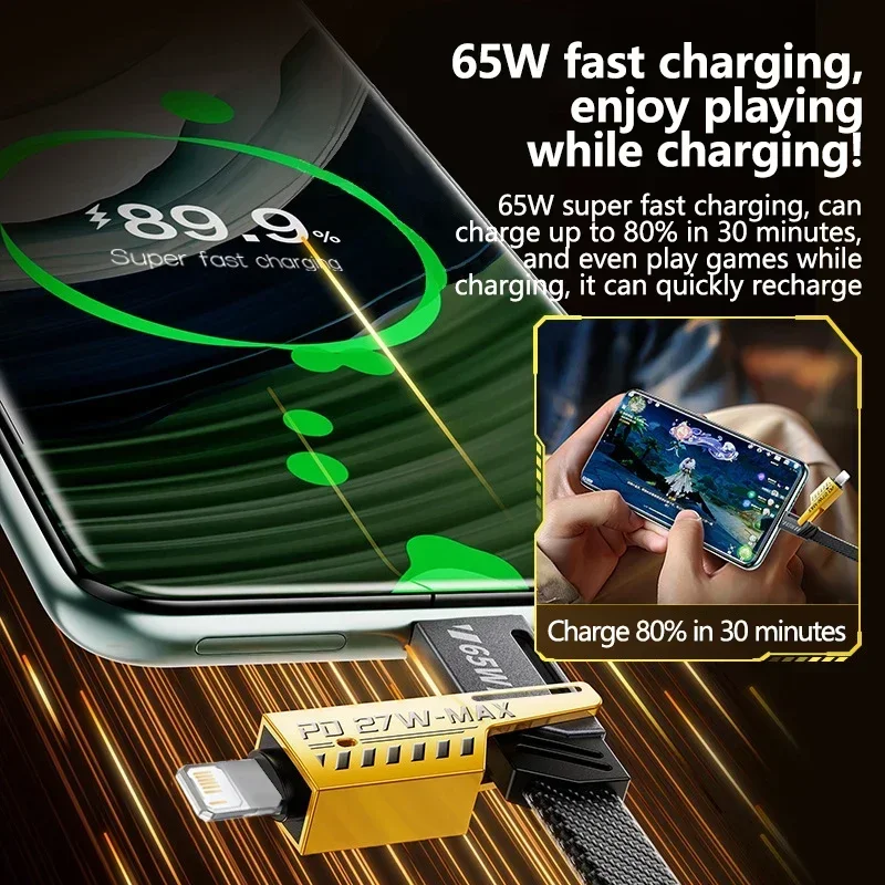 รูปสินค้า สายชาร์จเร็ว 4 พอร์ต รองรับ PD 27W สำหรับ iPhone 15 Samsung Xiaomi