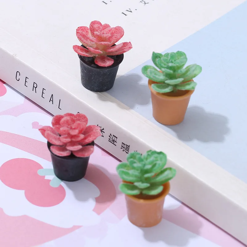

3 Pcs Simulation Succulent MicroLandscape Ornaments Keychain Phone Chain Pendant DIY Resin Parts Flocked Succulent Potted Plant