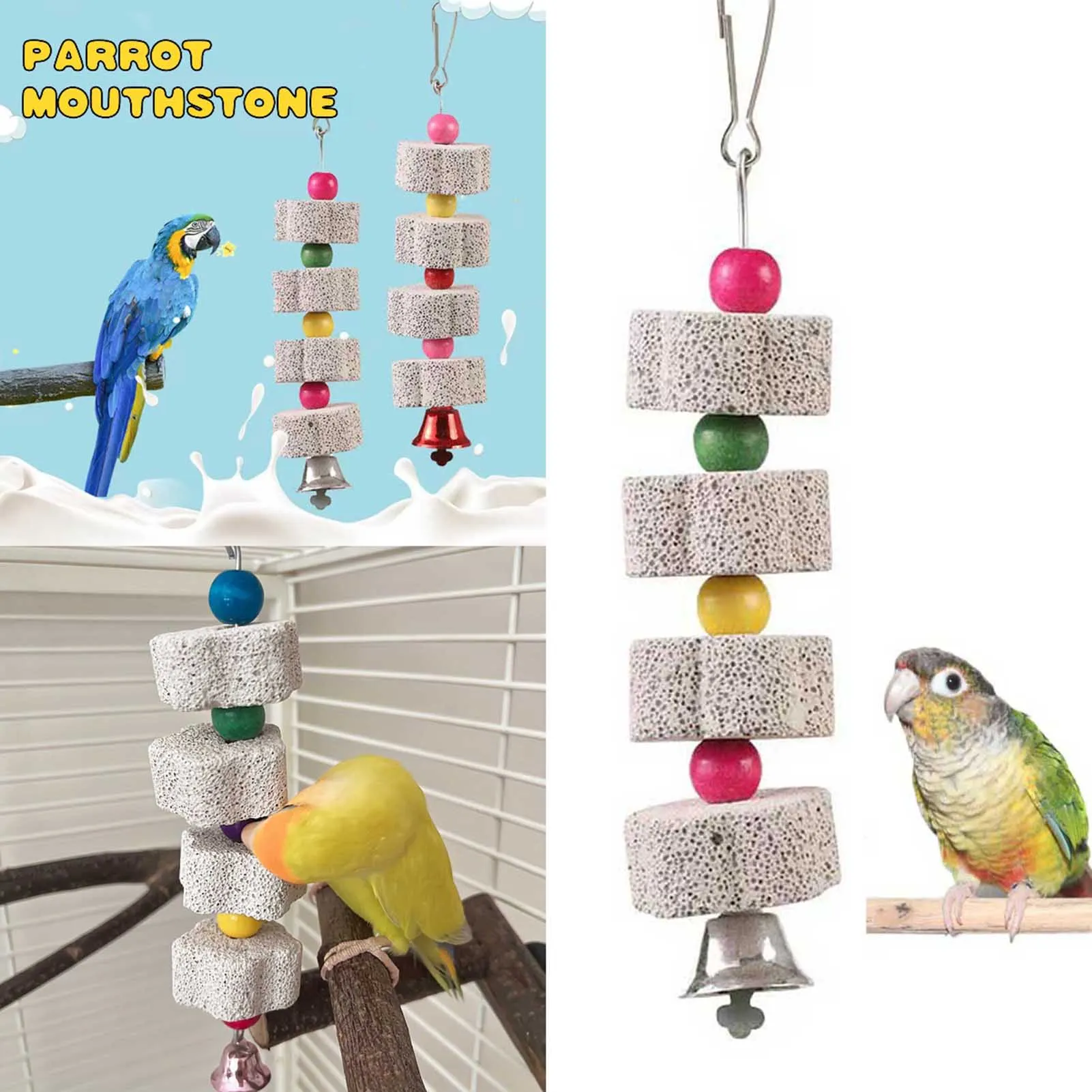 

Домашние любимцы птицы игрушки для жевания с красочными бусинами и колокольчиками, подвесное украшение для клетки, подходит для попугаев