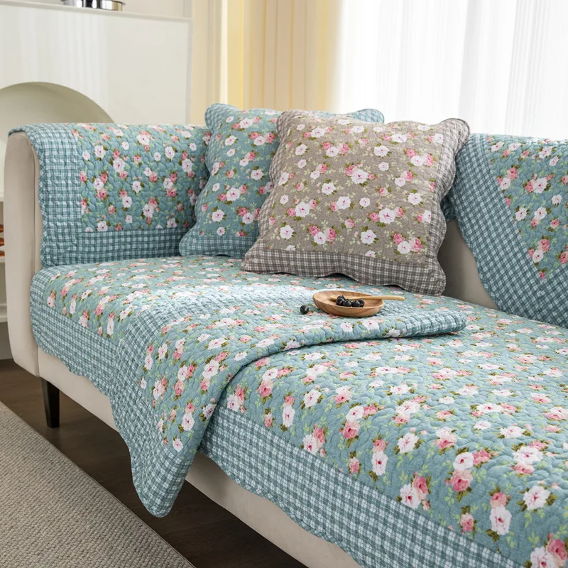 Cotton Sofa Cushion Four Seasons Non-slip Cotton-quilted Pastoral Summer Universal Cushion Nordic Leather Sofa Cover Cover 6