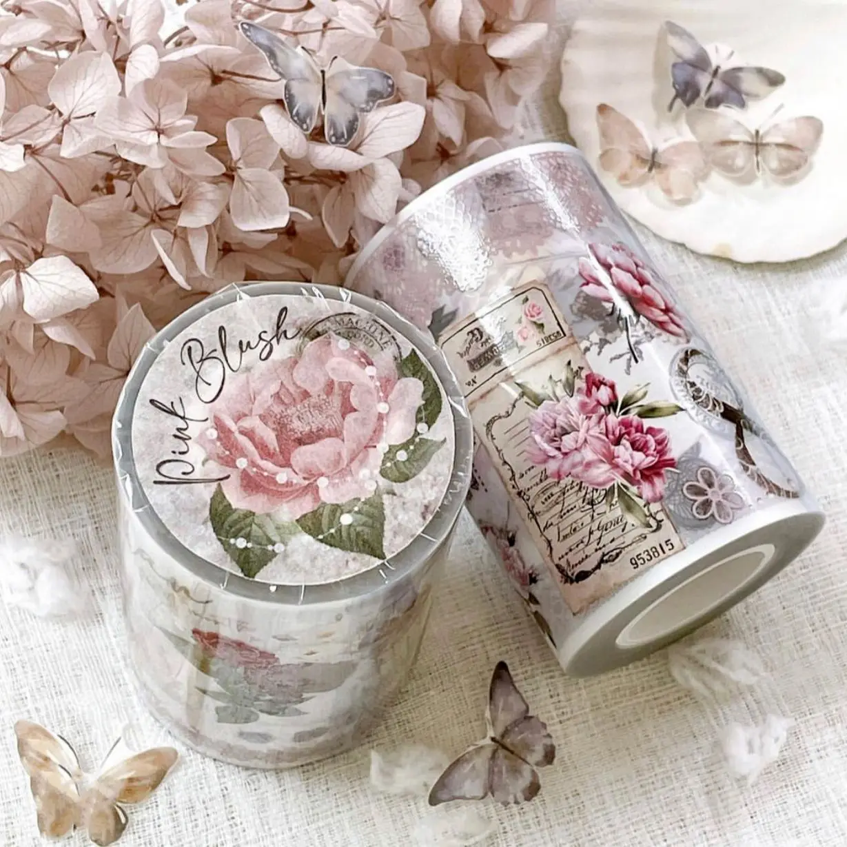 Fall Washi Tape WT Pre-Cut Rosé Scripts Wide PET Tape, Single Roll
