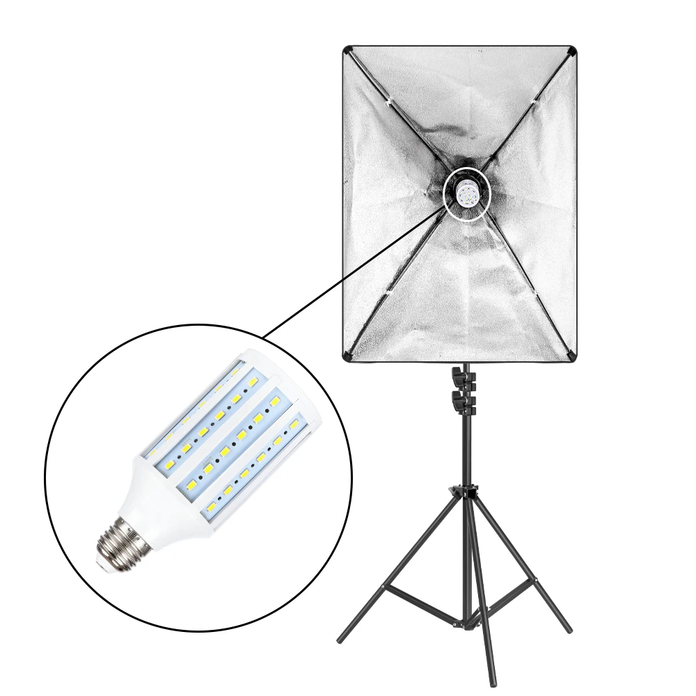 Photography 50x70CM Softbox Lighting Kit Continuous Light System With 2M Tripod 5500K Photographic Bulbs Photo Studio Equipment