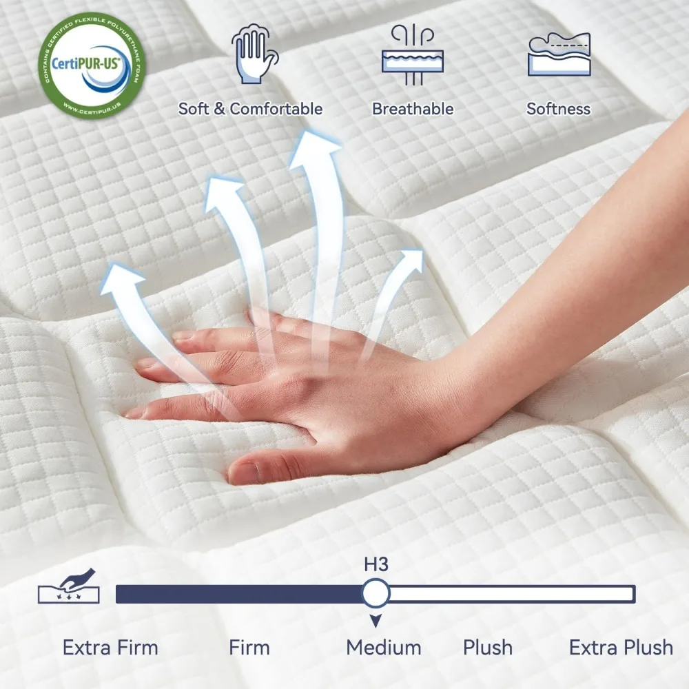 10 Inch Full Size Mattress,Memory Foam Hybrid Mattress in a Box,Individually Pocketed Springs for Isolate Motion 3