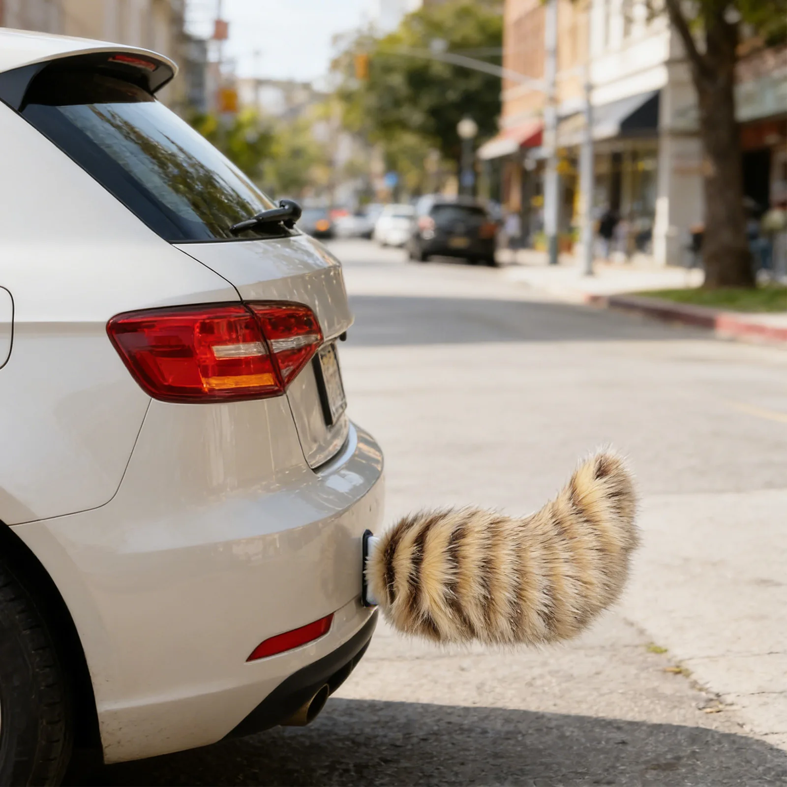 Coda in Pelliccia Sintetica per Decorazione Auto, Ornamento Carino e Soffice per Paraurti Posteriore, Accessorio Divertente a Forma di Coda di Animale per Auto, Camion e Scooter - immagine 2
