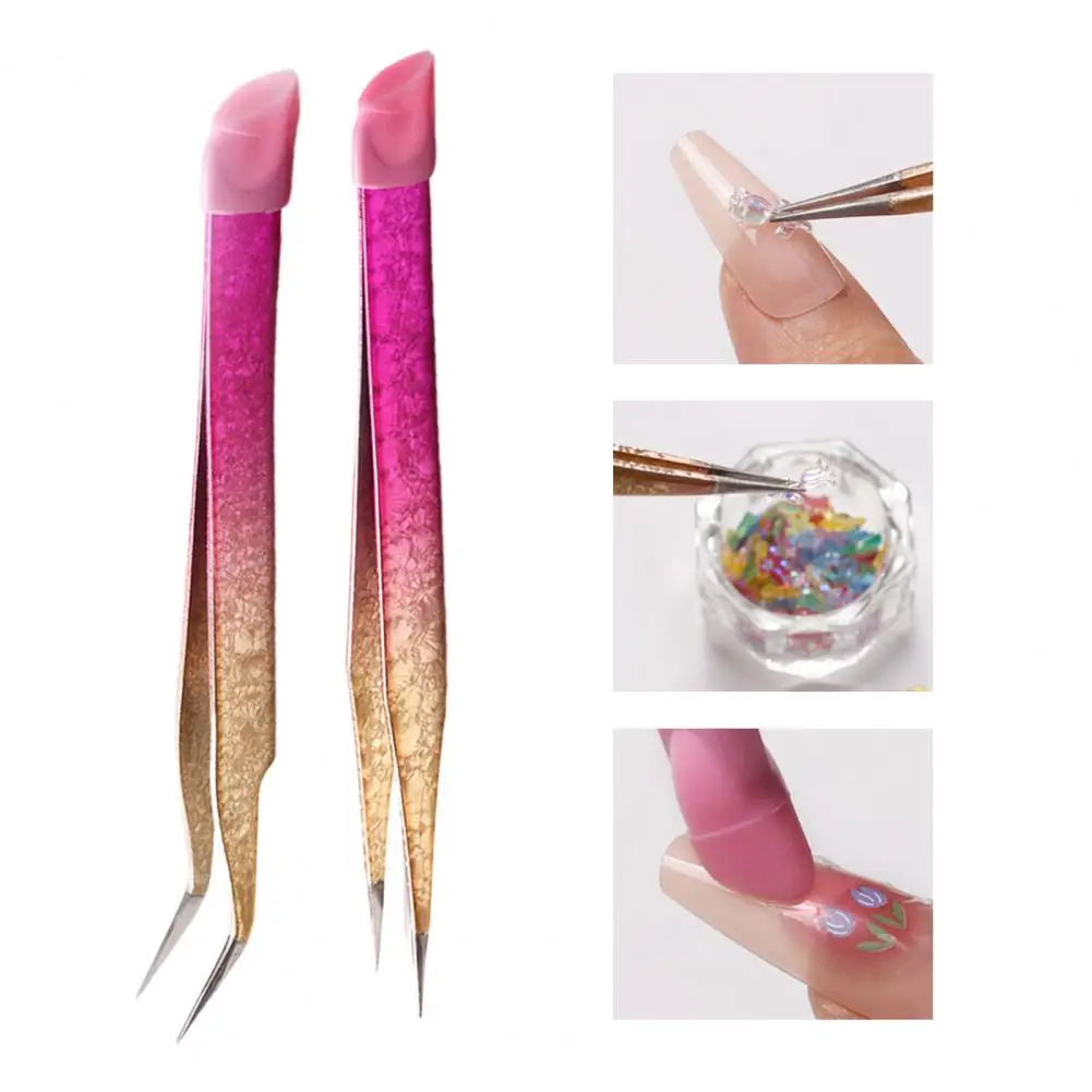 

Convenient Nail Shaping Clip UV Gel Fixed Tools Manicure Tweezers Stainless Steel Rhinestones Picker
