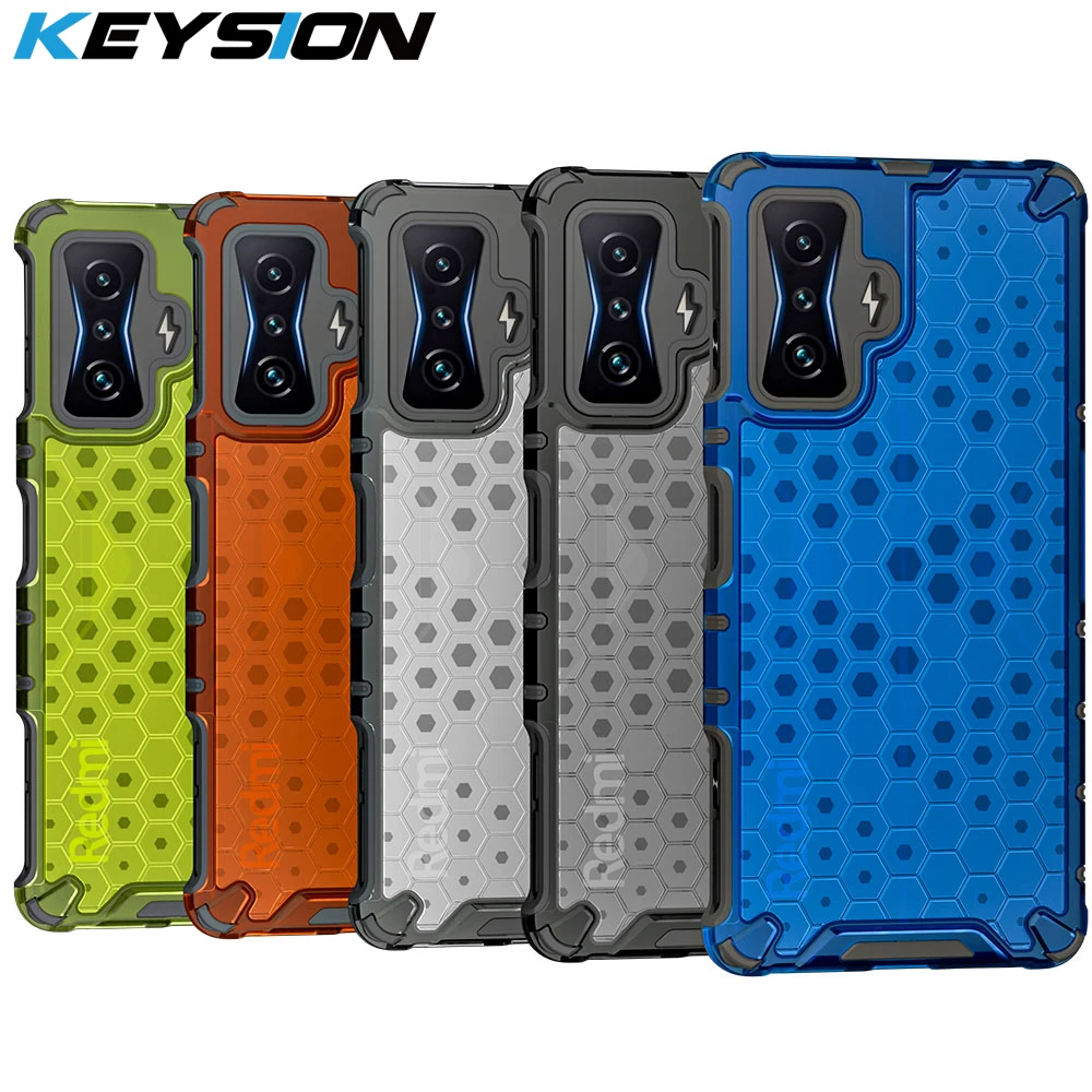 KEYSION ütésálló páncéltok POCO F4 GT F3 5G átlátszó méhsejt telefonhoz hátlap Xiaomi Redmi K50 Gaming K4 készülékhez_voghion.com