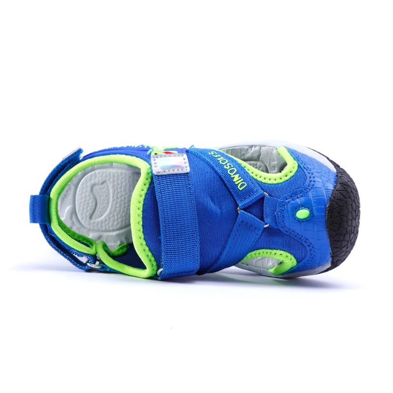 EXDINO Dinosaur LED Flashing Summer Sandals 6Y Boys Children Cut-Outs Closed Toe Fashion Little Kids Beach Shoes Anti-Slip 2