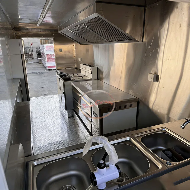 Outdoor Food Trailer Silver-Gray Dual-Wheel Structure with Side Serving Window Catering Truck Mobile Kitchen Trailer Sb14871220497468bbf20365c0c6b8128a
