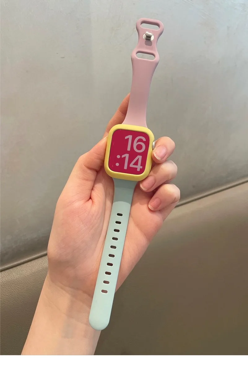 Stylish Color Block Silicone Strap with Lovely Case
