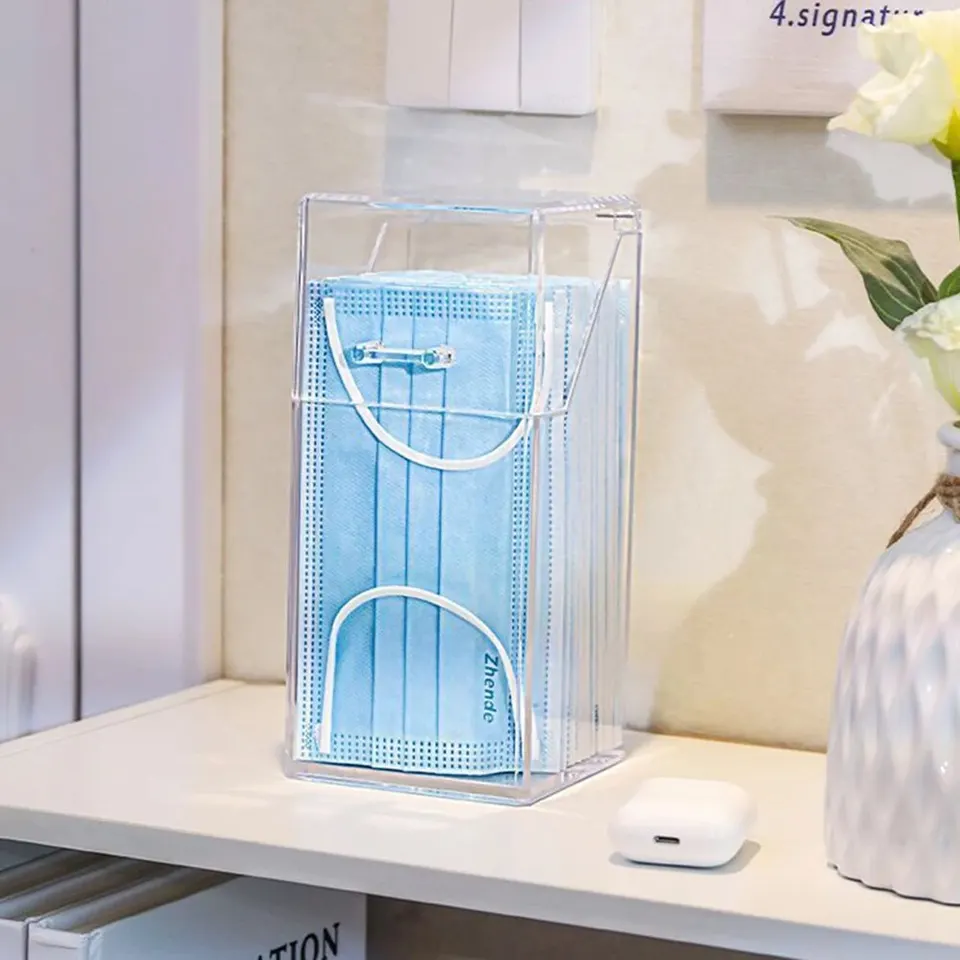 1/3PCS Transparent Storage With Dust Mouth And Nose Cover Door Desk Entrance Mask Box_voghion.com