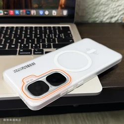 Frosted Transparent Magnetic Wireless Charging Shockproof Bumper Case for IQOO Neo 10 (Transparent white)
