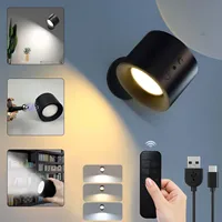 Led Double Head Wall Lamp Touch Control Remote 360 Rotatable USB Recharge 3Colors Wall Lights Wireless Night Lights For Bedroom 1