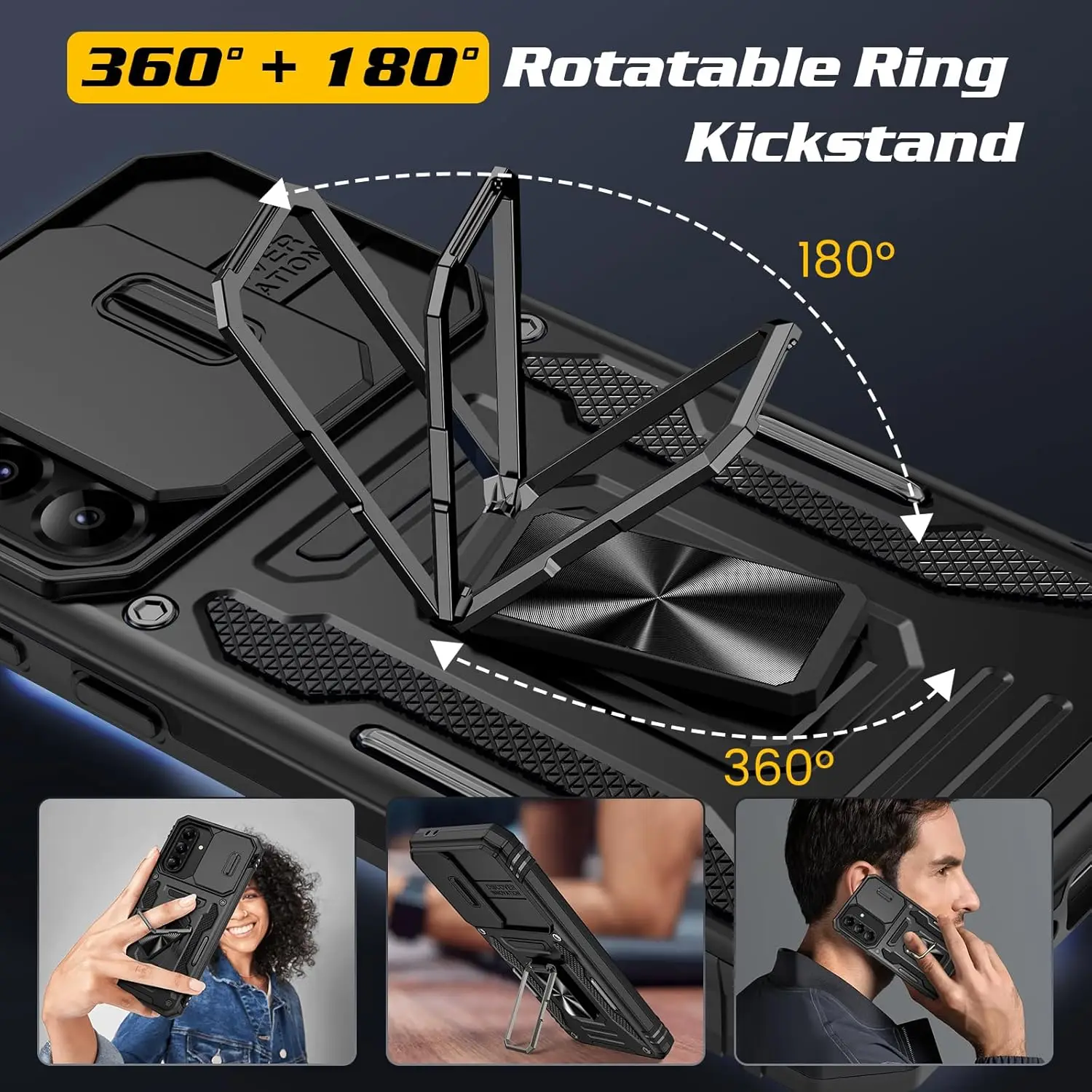 Case For Samsung Galaxy A56 5G Samsung A36 A55 A35 Slide Camera Stand Armor Shockproof Antifall Protection Kickstand Phone Cover 4