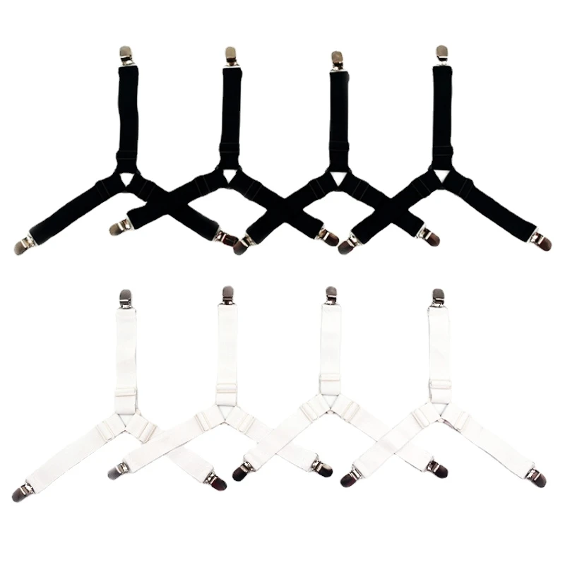 Bed Sheet Holder Bed Sheet Clips Sheet Clips 4PCS Adjustable Elastic Bed Sheet Grippers Belt Fastener