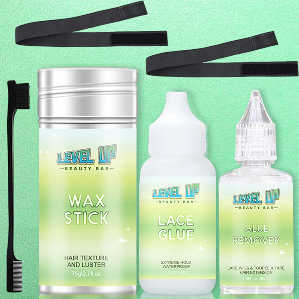 

Lace Front Wig Glue Waterproof Hair Replacement Adhesive Strong Hold Hair Glue For Lace Wig And Wax Stick For Wig Styling Wax