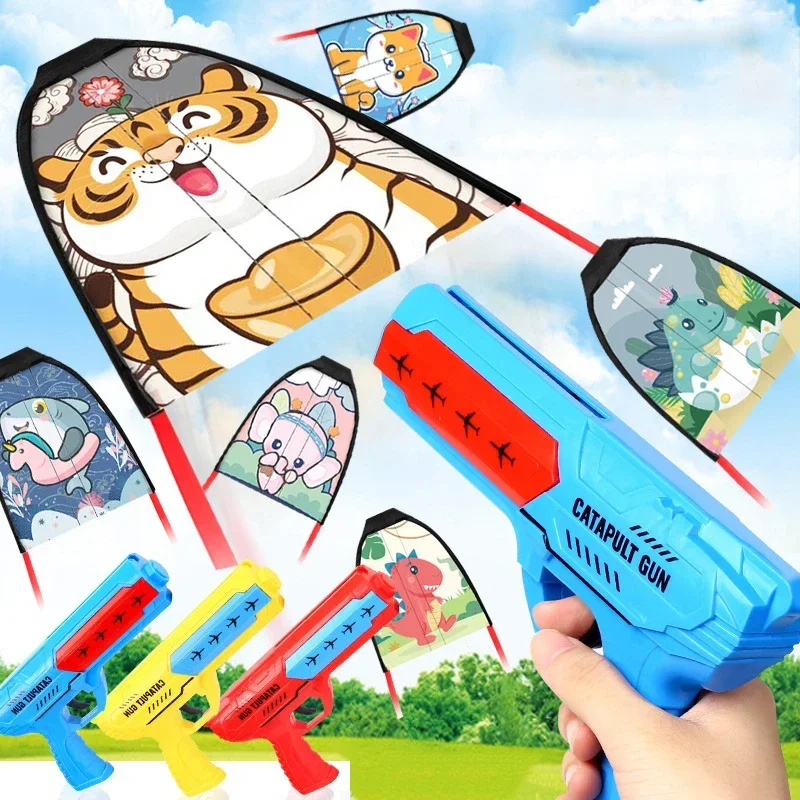 Airplane Launcher Toys Catapult Plane Gun Toy Children Plane Catapult Gun Shooting Game Kids Outdoor Sport Shooting Toys Gift 6