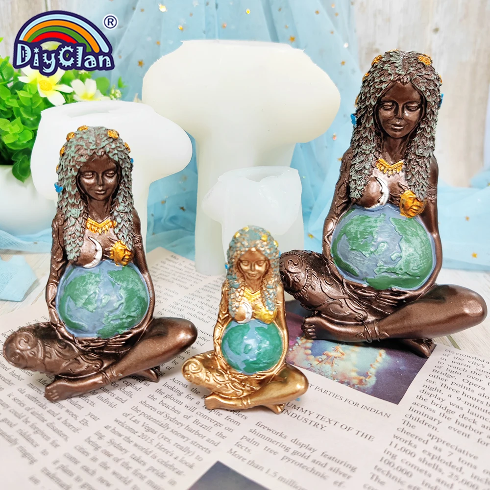 Kleine Goddness Mutter Erde Silikon Form DIY Handwerk Backen Kerze Gips Aromatherapie, Der Dekoration Form 3D Gaia Statue – Detail 8