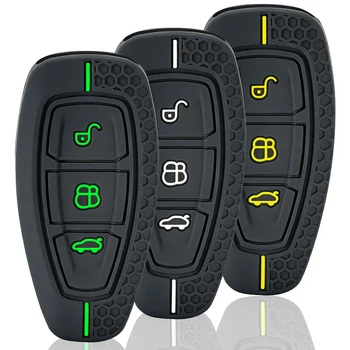 Custodia per Chiavi Auto in Silicone Metallizzato per Ford ST Line Fiesta Focus Mondeo Ecosport Kuga Puma Edge Escape, Accessori per Telecomando