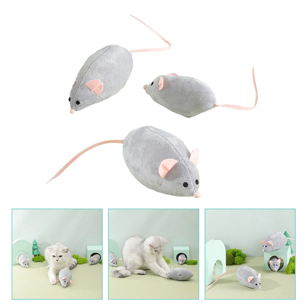 

3 Pcs Cat Mouse Toy Kitten Playing for Pet Toys Teaser Mice Claws Grinding Little Interactive Plaything Teasing