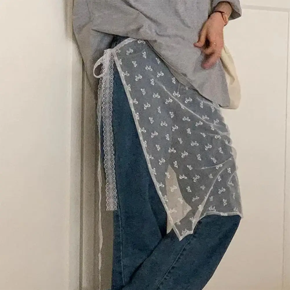 

Женская юбка с запахом, элегантная кружевная многослойная газовая юбка с вышитыми бабочками, Корейская многослойная юбка для весны