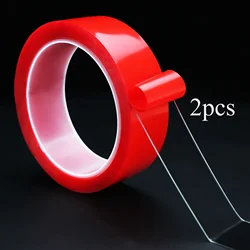 Ultra Thin Transparent Red Double - Sided Tape - Waterproof, High - Temperature Resistant, Strong Adhesion, No Marks - 2 Pack (Red 3meters)