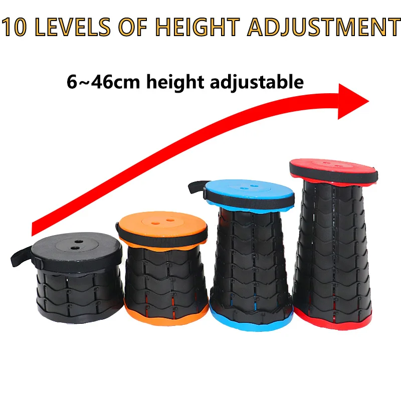 150KG Outdoor Telescoping Stool Portable Plastic Collapsible Folding Stool Seat Chair for Camping Fishing Height Adjustable folding camping chair foldable camping chair portable camping stool