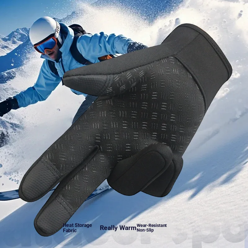 Warm Gloves Outdoor Cycling Zipper Gloves Men's Winter Women's Cycling Touchscreen Motorcycle Waterproof Warm Gloves 2