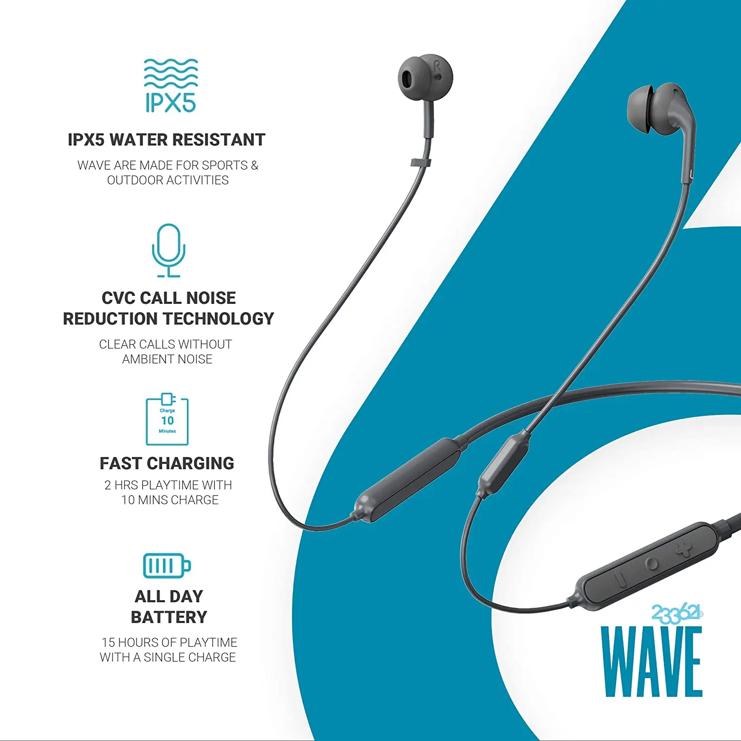 233621 Sense Wireless Earphones with Heart Rate Monitoring Bluetooth  Earbuds CVC Noise Reduction Stereo Headphones IPX5 Waterproof in-Ear  Headphones