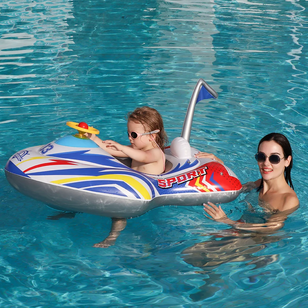 Kids Swimming Ring Kids Inflatable PVC Swim Circle Cartoon Motrorcycle Seat Boat Floating Pool Accessories For Toddler Toys 6