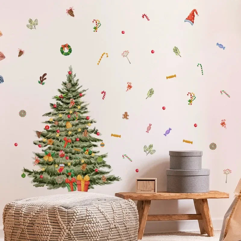 Christmas Tree Candy Wall Sticker Home Decoration Wall Sticker Background Living Room Painting Self-adhesive Batch