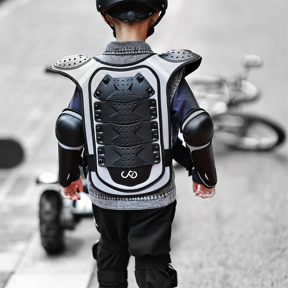 BARBOK Child Body Protector Motorcycle Waistcoat Armor Kids Motocross ATV Dirt Bike Chest Spine Knee Elbow Pad