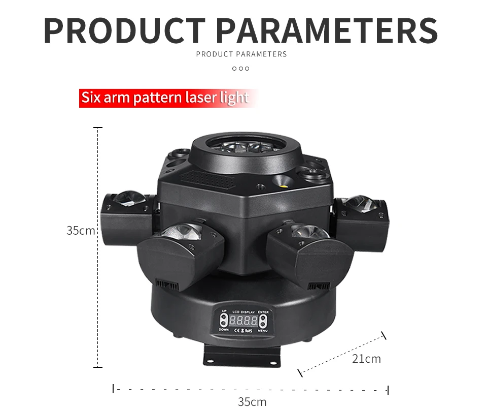 RGBW 6 Head Moving Head Pattern Beam Light 120W Six Arm DMX 6x10W DJ Bar Strobe