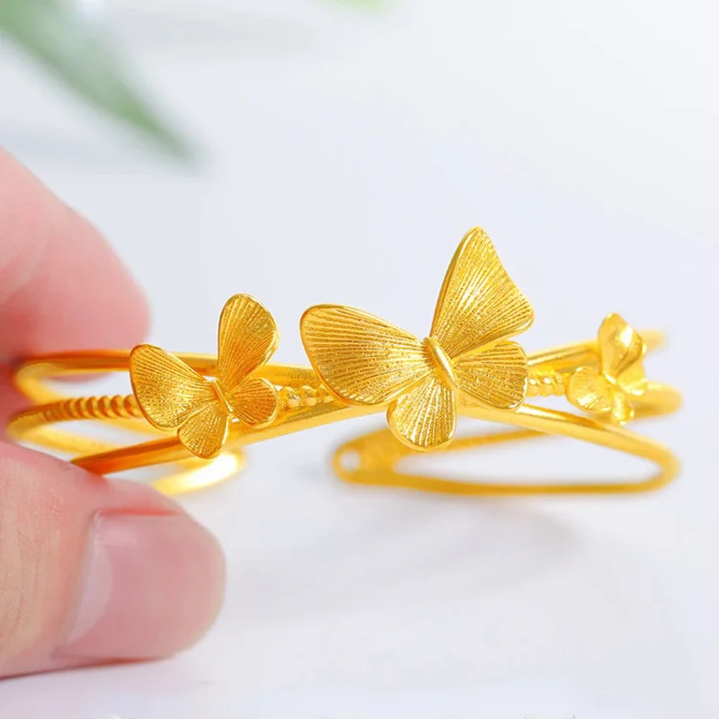 

Взрывчатый FElegant открытые трехмерные браслеты-бабочки браслеты 18K золотые браслеты для женщин браслет подарки не выцветают