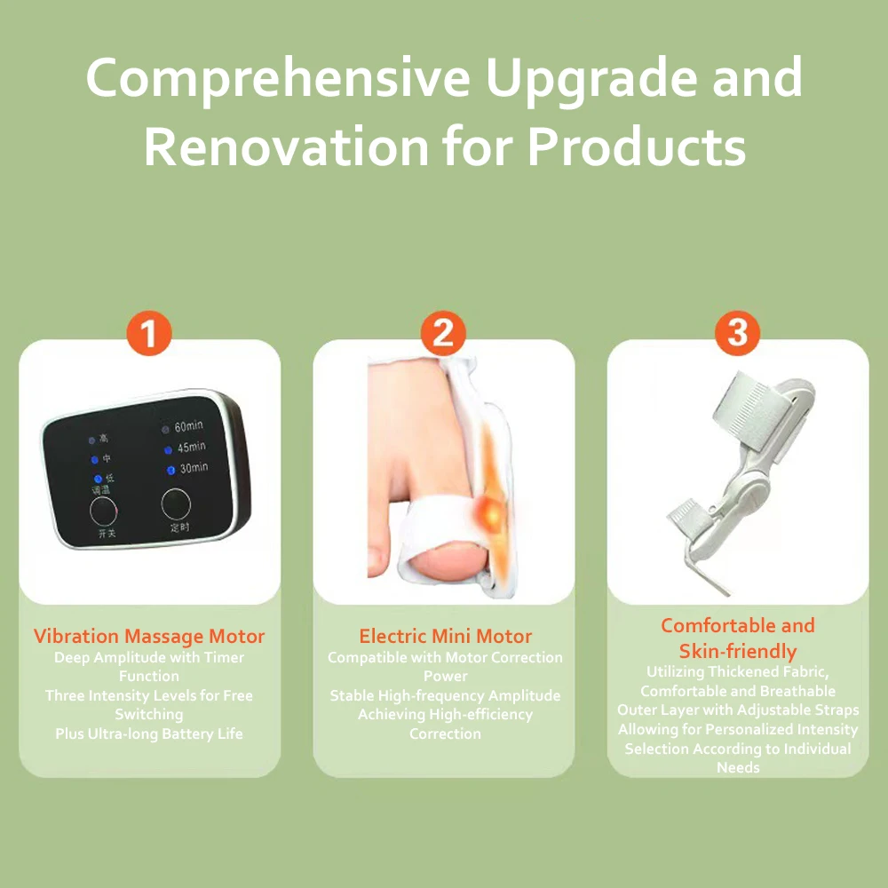 Electric Vibration Massager Bunion Corrector Unisex Foot Hallux Valgus Braces Adjustable Toe Separator Finger Toe Corrector