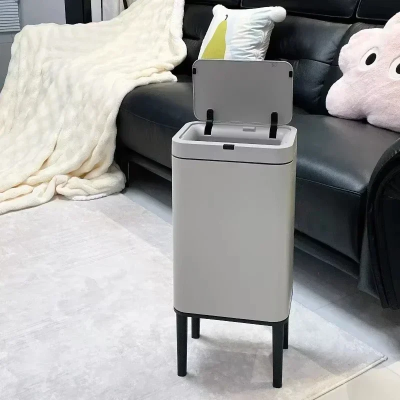 스마트 센서 쓰레기통 20L 주방 욕실 화장실 스테인레스 스틸 대용량 쓰레기 뚜껑이있는 높은 발 휴지통