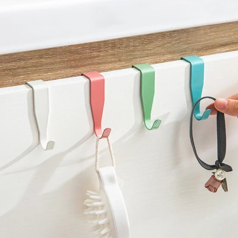 4PCS Cabinet Door Hook Colorful Kitchen Door Rear Hanger Drawer Office Table Key Bag Storage Hook Home Bathroom Accessories