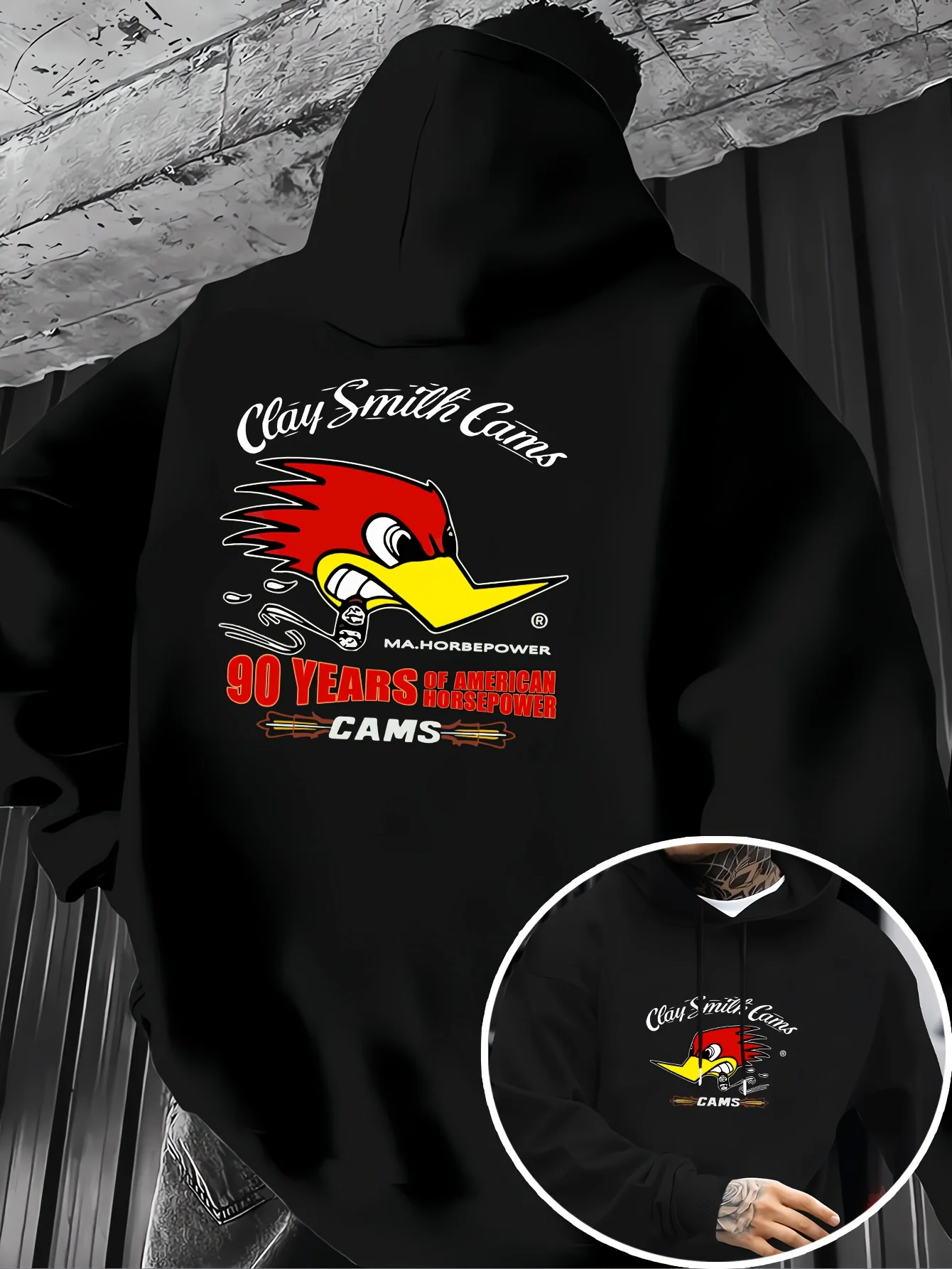 남성용 그래픽 프린트 후드티, 캐주얼 스웨트셔츠, 순면 땀 흡수, 통기성 및 루즈핏 스웨트셔츠