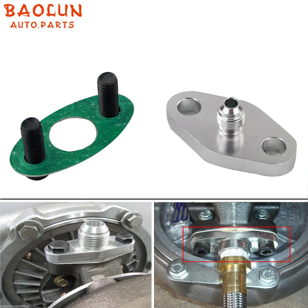 

BAOLUN Turbo Oil Feed Inlet Flange Gasket Adapter Kit 4AN 4 AN Fitting T3 T3/T4 T04