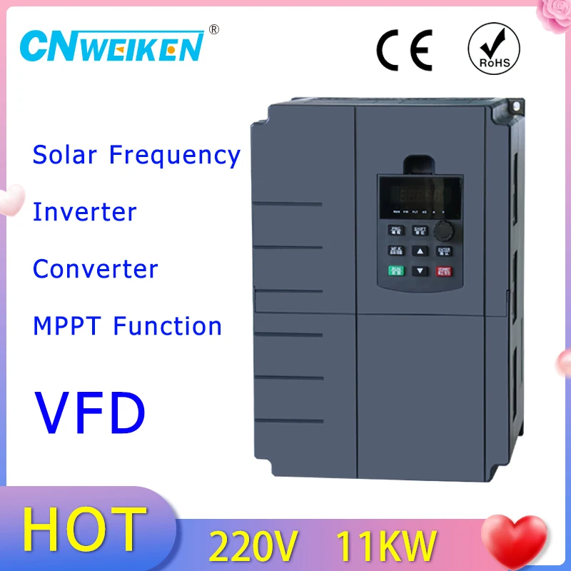 

Frequency Converter 11KW/15KW DC200-400V solar to AC 220V Solar Variable Frequency Drive VFD Inverter for submersible pump